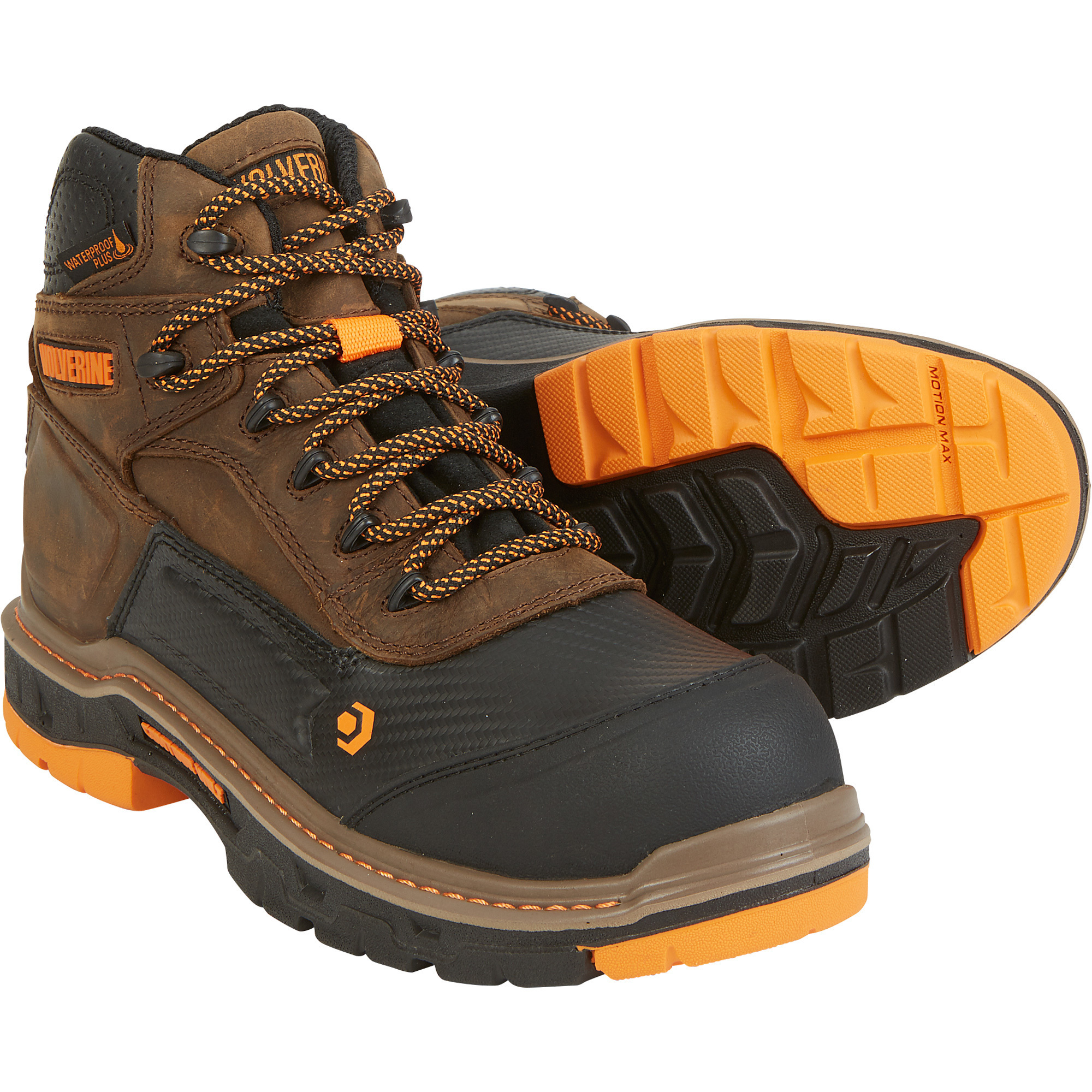 Wolverine Men's 6in. Overpass Waterproof Work Boots, CarbonMAX Safety Toe, Dark Brown, Size 11, Model# W10717